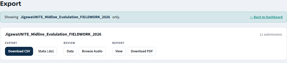 Export tab