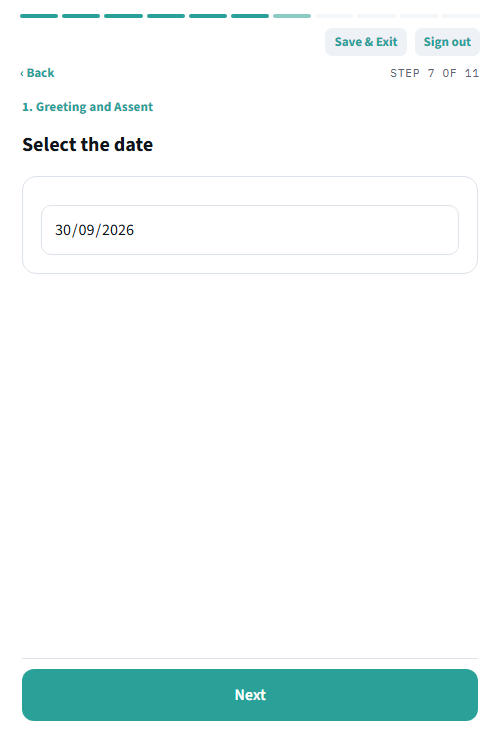 The locked, auto-filled date field